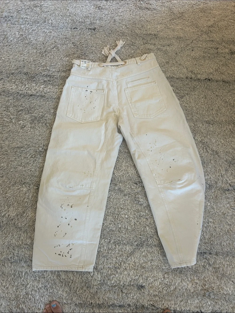 We The Free Cream Canvas Patchwork Painter Pants - Picture 4 of 5